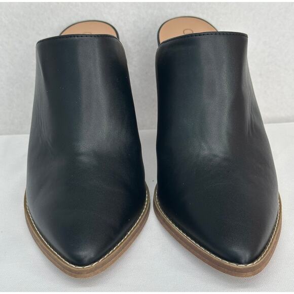 Abound Maya Black Block Heel Pointed Toe Mule Slip On Faux Leather 9M - Picture 2 of 7